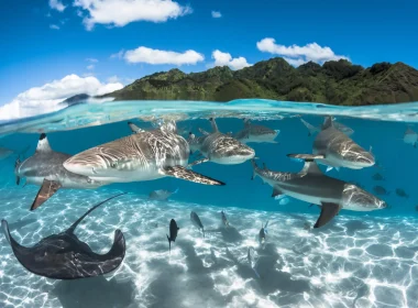 Raies et requins de Moorea © Grégory Lecoeur