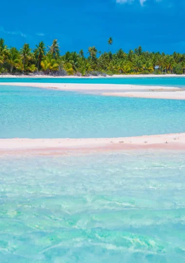 A typical pink sand beach on Tikehau © Lei Tao