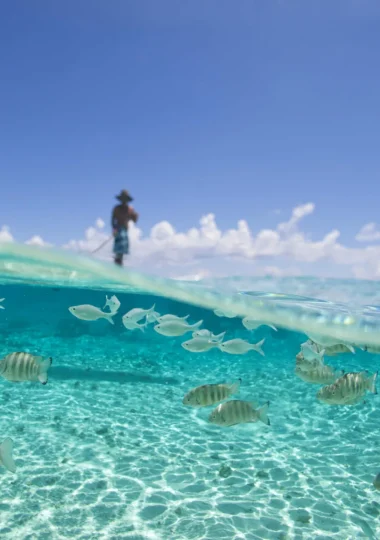 Paddleboarding in the lagoon c Tahiti Tourisme