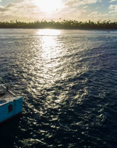 Sunset from the catamaran in Tetiaroa